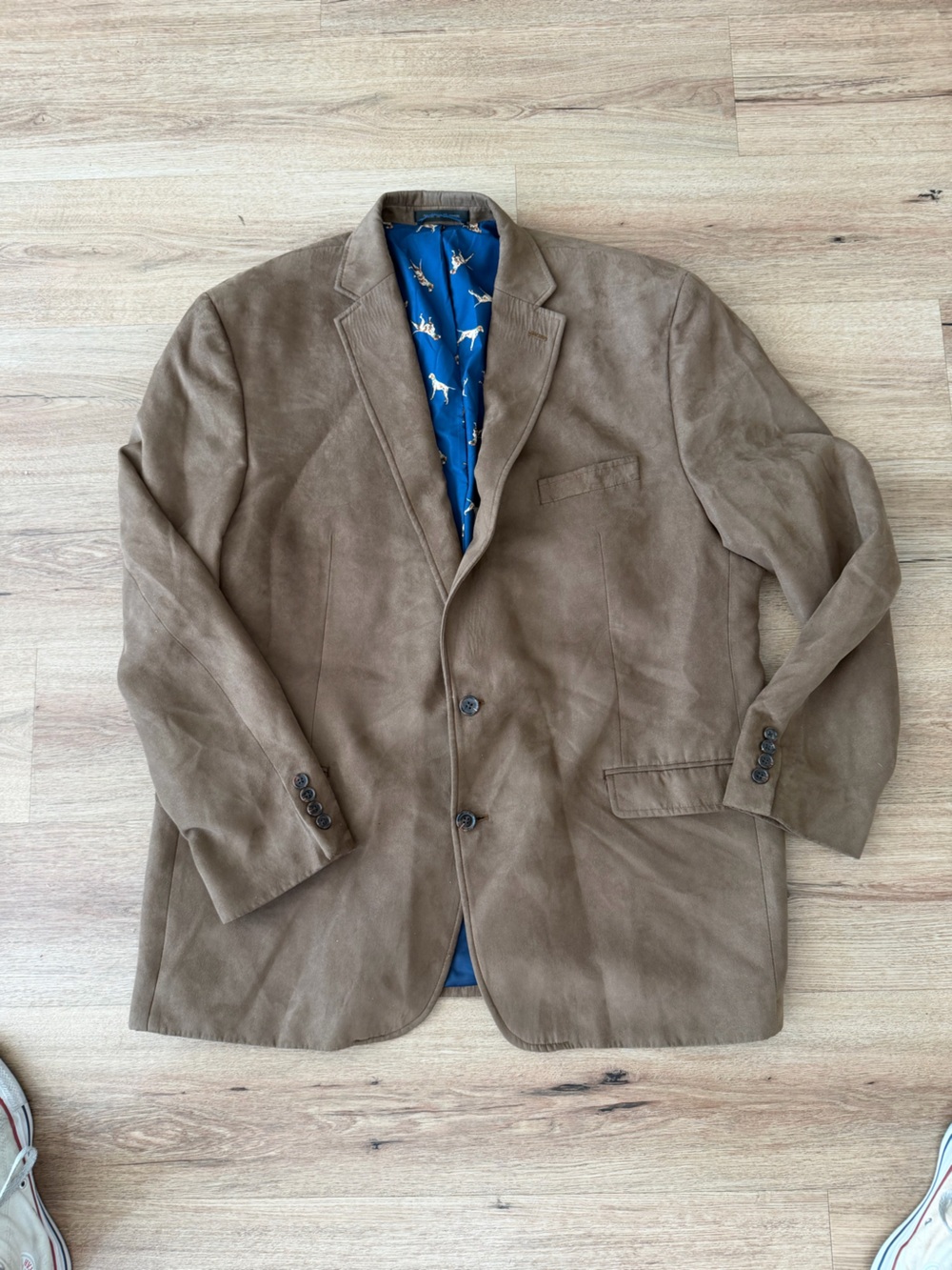 Lauren Ralph Lauren Brown Suede Suit Jacket with Blue Lining